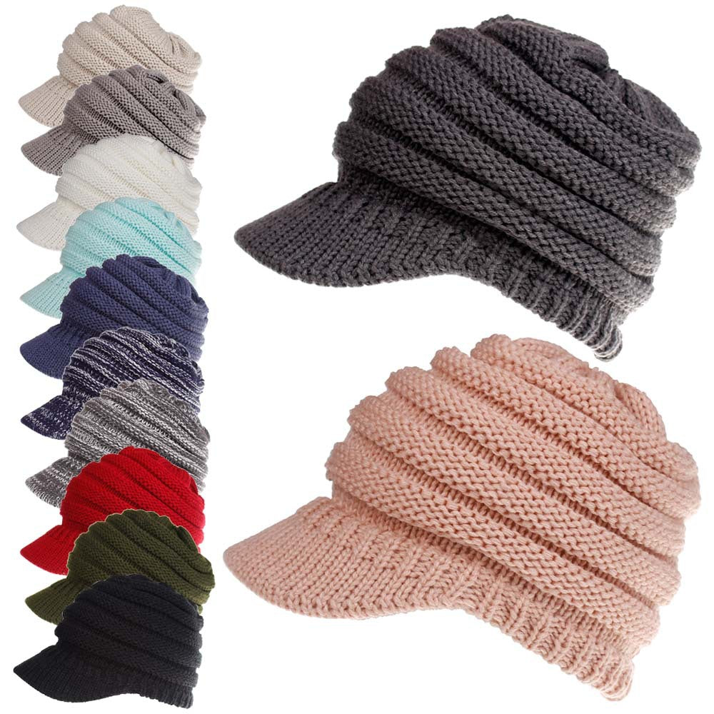 Women's Ponytail Knit Beanie | Warm Winter Knitted Hat - Gallery Edition
