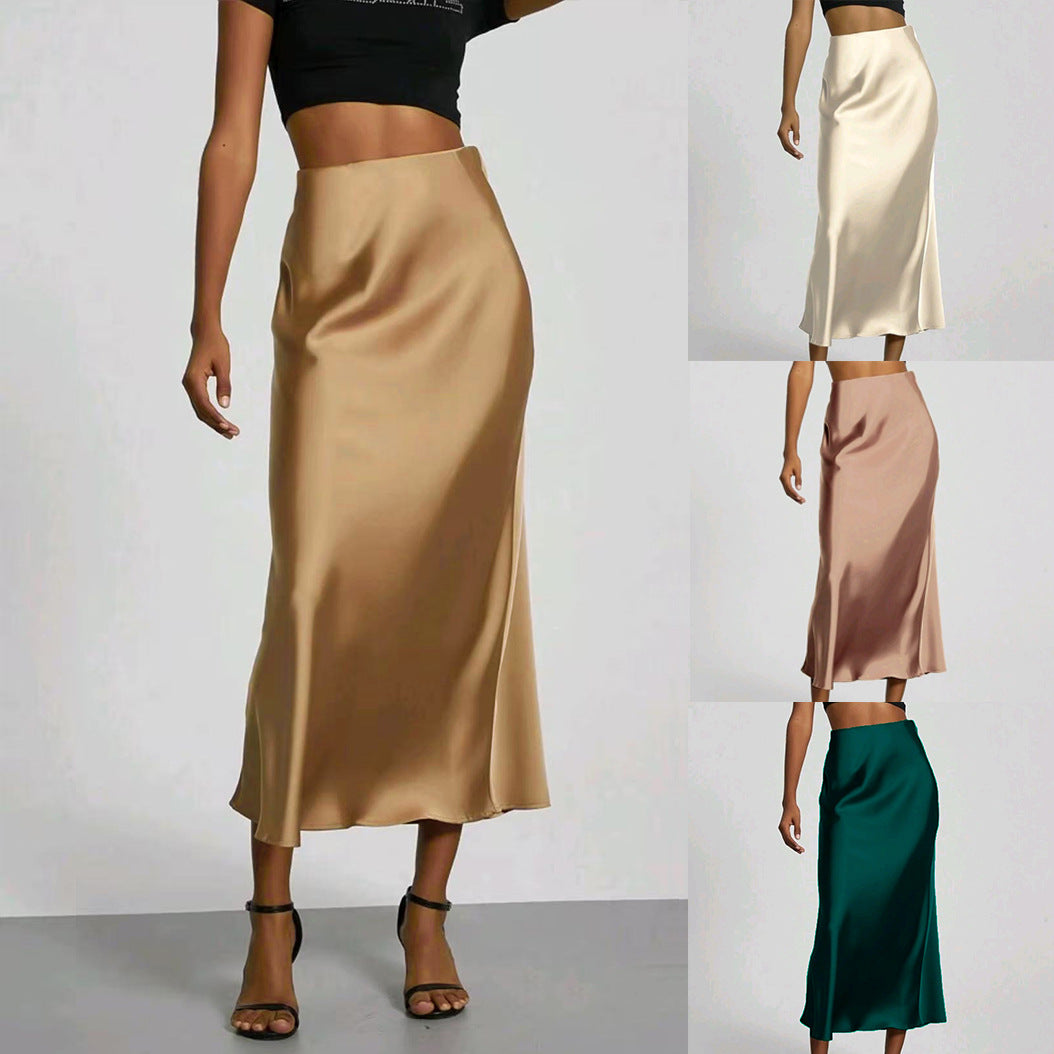Women's Satin Maxi Skirt | Elegant Slim Fit Long Skirt - Home Decor