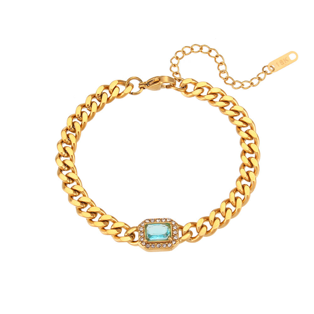 Men's Cuban Link Zircon Bracelet | Stainless Steel Chain - Design Poster