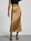 Women's Satin Maxi Skirt | Elegant Slim Fit Long Skirt - Home Decor