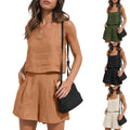 Women's Suit 2 Piece Outfits Square Neck Tops Shorts Sets Lounge Clothes Beach Summer Casual Outfits - Premium Canvas