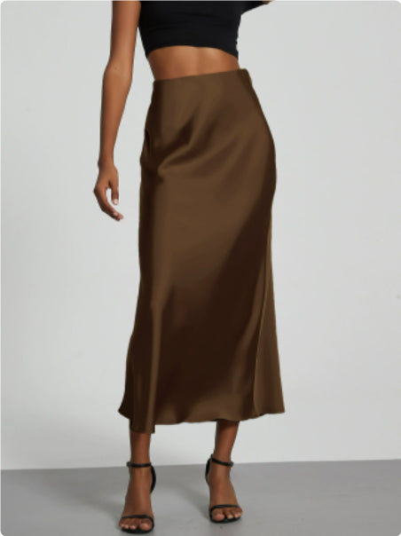 Women's Satin Maxi Skirt | Elegant Slim Fit Long Skirt - Home Decor