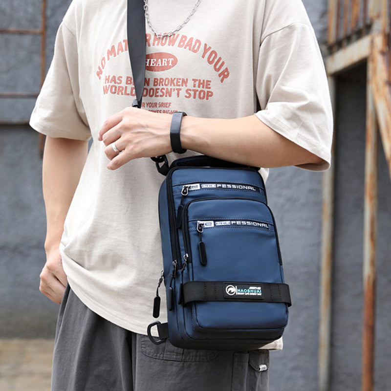 Men's Multifunction Sling Backpack | USB Crossbody Bag - Design Poster